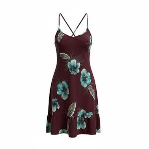 Volcom Floral Halter Spaghetti Strap Sleeveless Mini Dress Multicolor Small